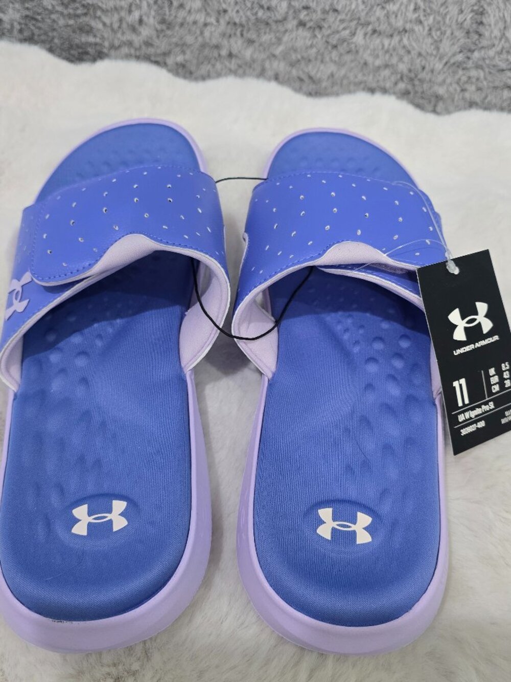 Under Armour UA W Ignite Pro SL Blue Violet Purple Pool Slides Women's Size 11
